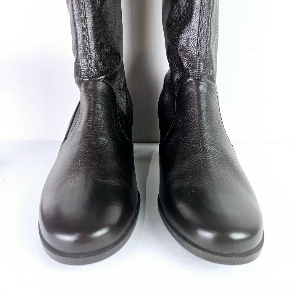 Prevata Tall Brown Nappa Leather Block Heel Pull-on Boot, Italy, $485 MSRP, Sz 9 - Picture 3 of 12